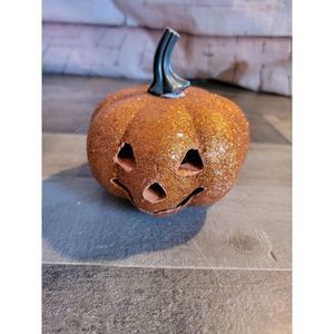 Glittery pumpkin jack o lantern decor Halloween decor AS IS